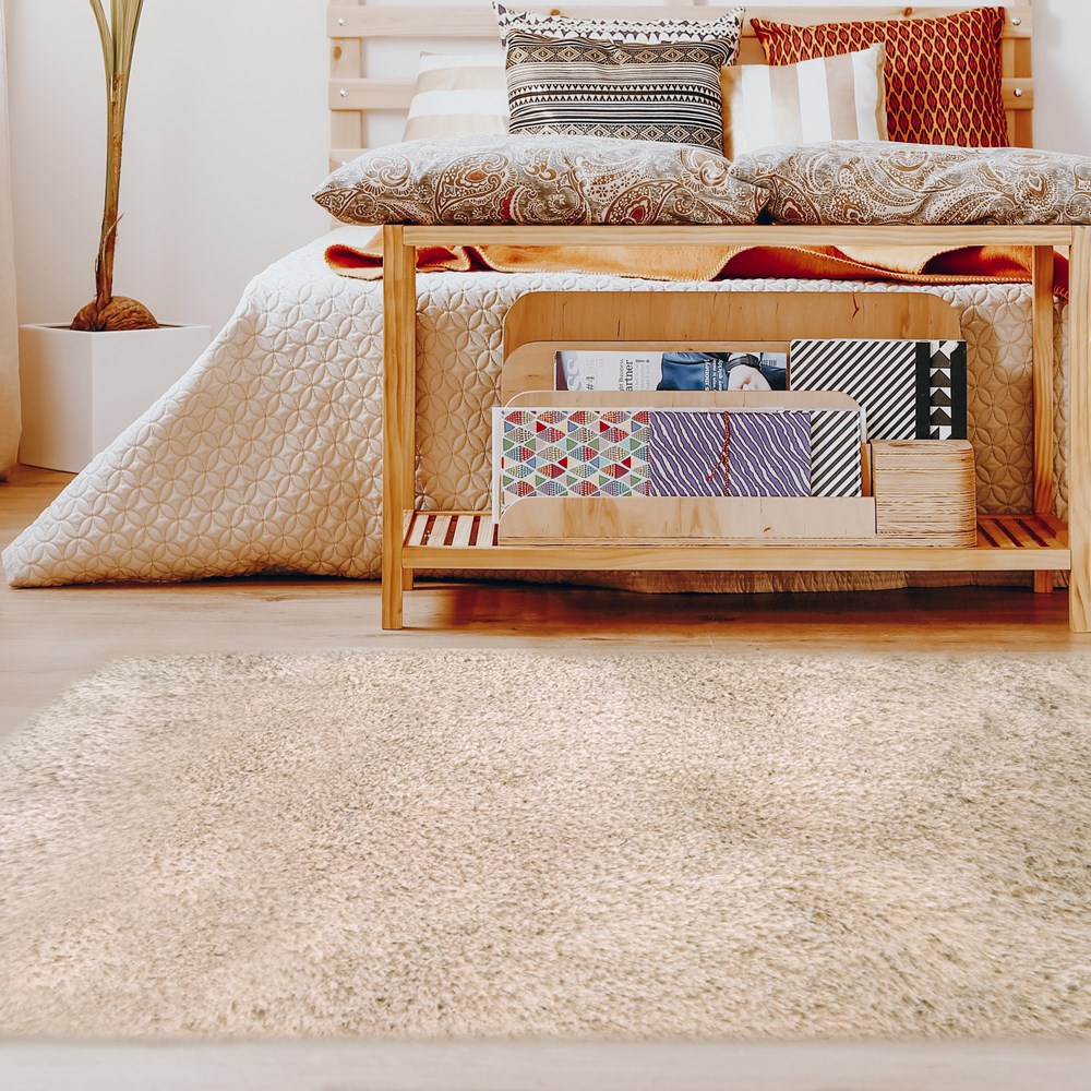 Soft Washable Cosy Modern Shaggy Rugs in Champagne Brown